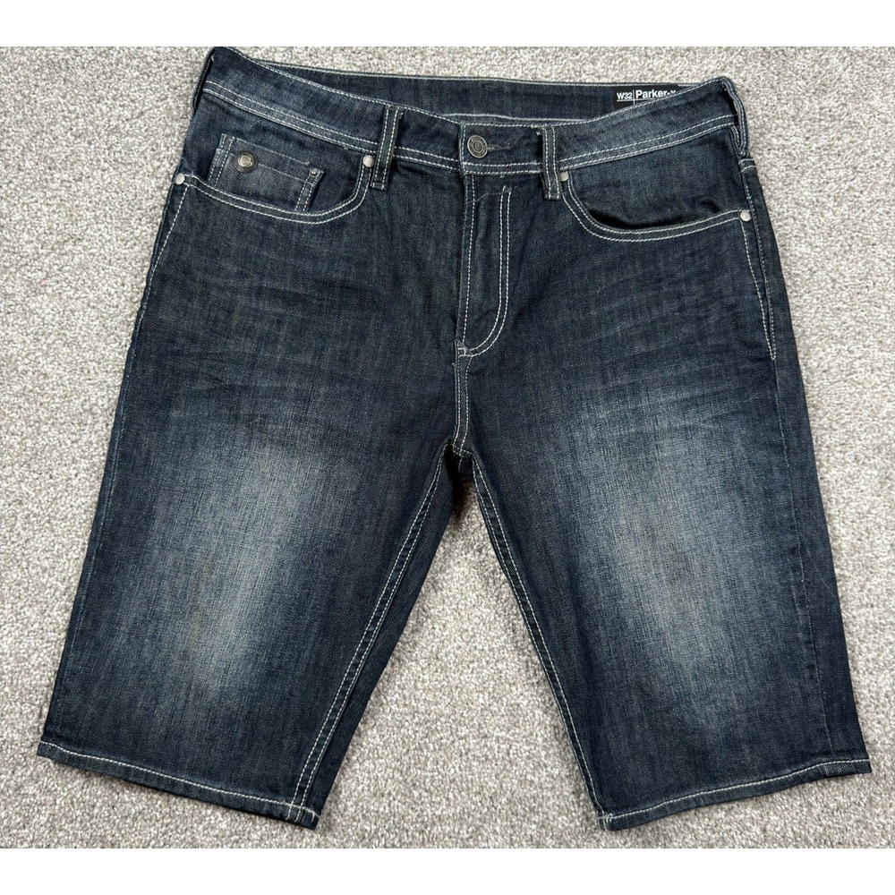 Buffalo David Bitton Parker-X Denim Shorts Mens 32 Slim Fit Stretch Dark Wash